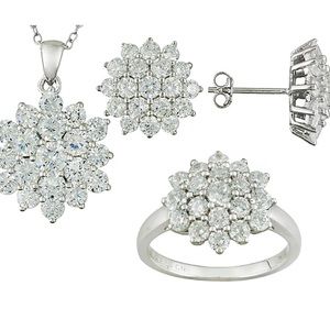 Cubic Zirconia Rhodium Over Sterling Silver Jewelry Set 8.64ctw